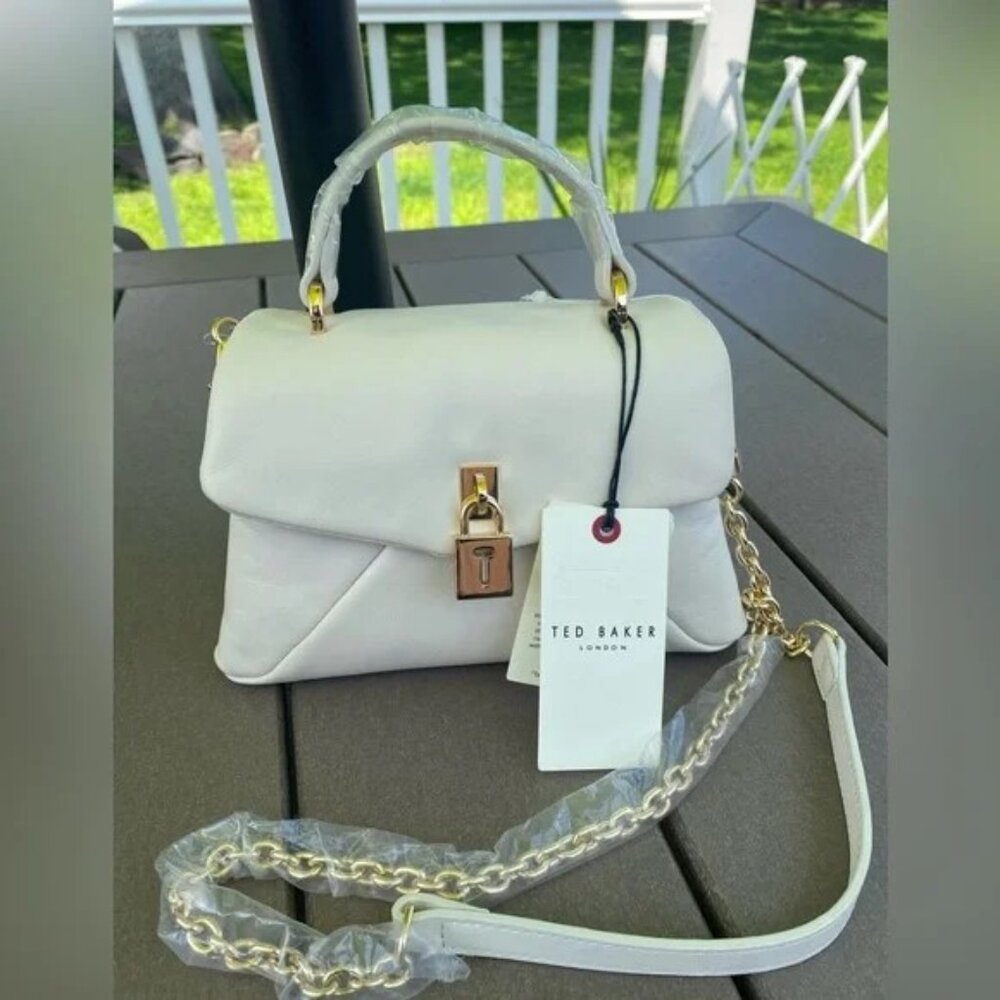 Ted Baker White Satchel with Gold Accents